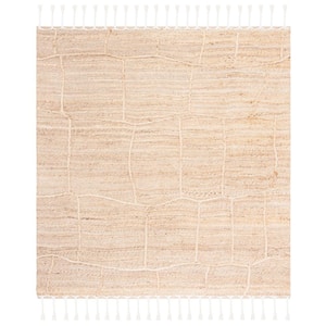 Natural Fiber Beige 8 ft. x 8 ft. Abstract Geometric Square Area Rug