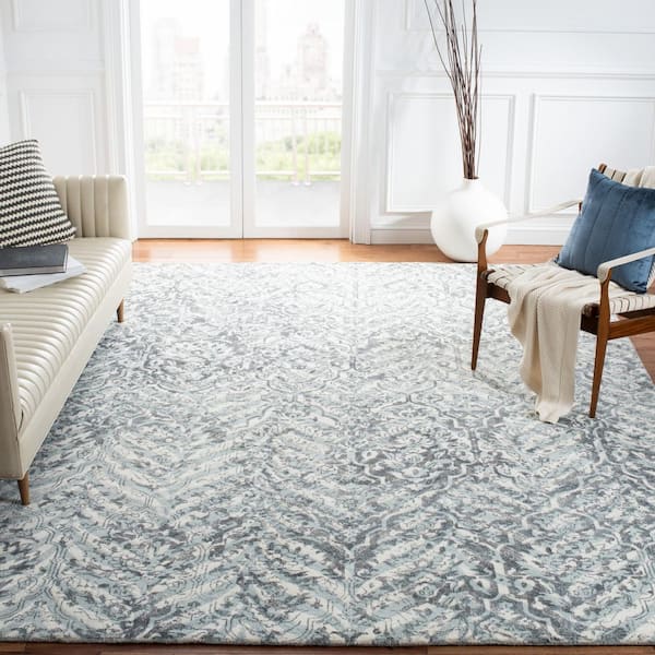 Restoration Vintage 8 ft. x 10 ft. Ivory/Sage Distressed Herringbone Area Rug