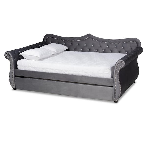 Baxton Studio Abbie Grey Queen Daybed with Trundle 164 10421 HD