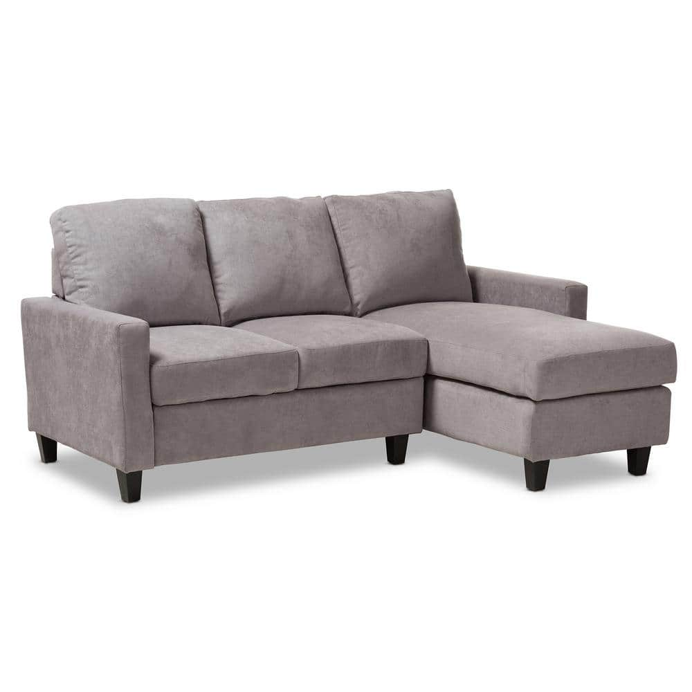 Baxton Studio Greyson 2 Piece Light Gray Fabric 4 Seater L Shaped