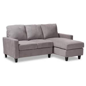 Greyson 2-Piece Light Gray Fabric 4-Seater L-Shaped Sectional Sofa with Removable Cushions