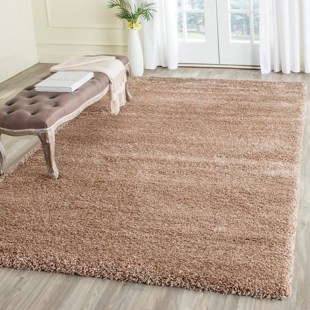 Dark Beige Synthetic Shag Area Rug - 4' x 6'