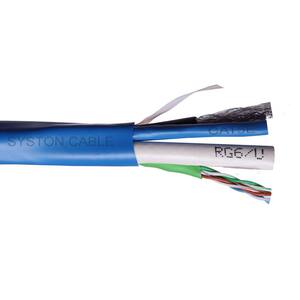2xCat5e + 2xRG6 Quad 500 ft. Multimedia Cable Blue Outer Jacket