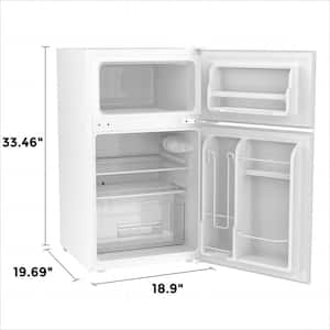 Retro 19.69 in. 3.2 cu. ft. 2-Door Mini-Refrigerator in White with Compact Freezer Low Noise