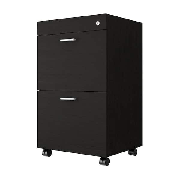 RST Brands Holbrook Black MDF Mid-Century Modern 2-Drawer Filing Cabinet