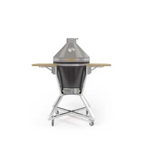 22 in. Kamado Ceramic Charcoal Grill in 2-Tone (Taupe and Iron Black) with Kamado Pro 22 in. Cart