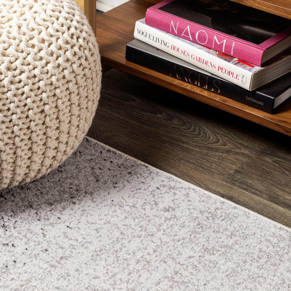 Gray and Cream Abstract Reversible 4' x 6' Synthetic Rug