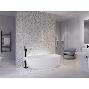 Fiume 67 in. L x 34 in. W Man-Made Stone Center Drain Freestanding Soaking Bathtub in Matte White