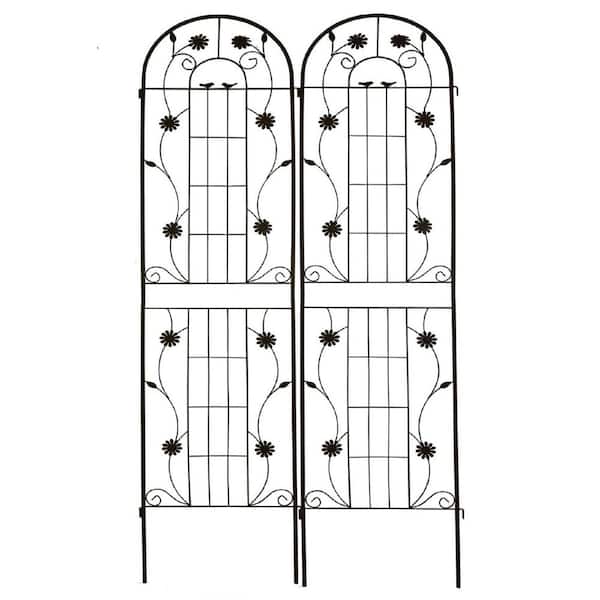 Oyezvary 86.7 in. Outdoor Garden Trellis Metal Rustproof Climbing Plants Support in Black