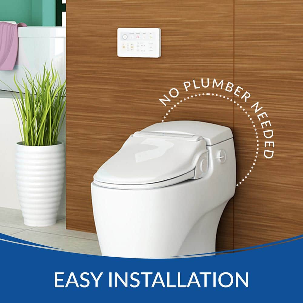White Heated Electric Bidet Toilet Seat with Remote Control