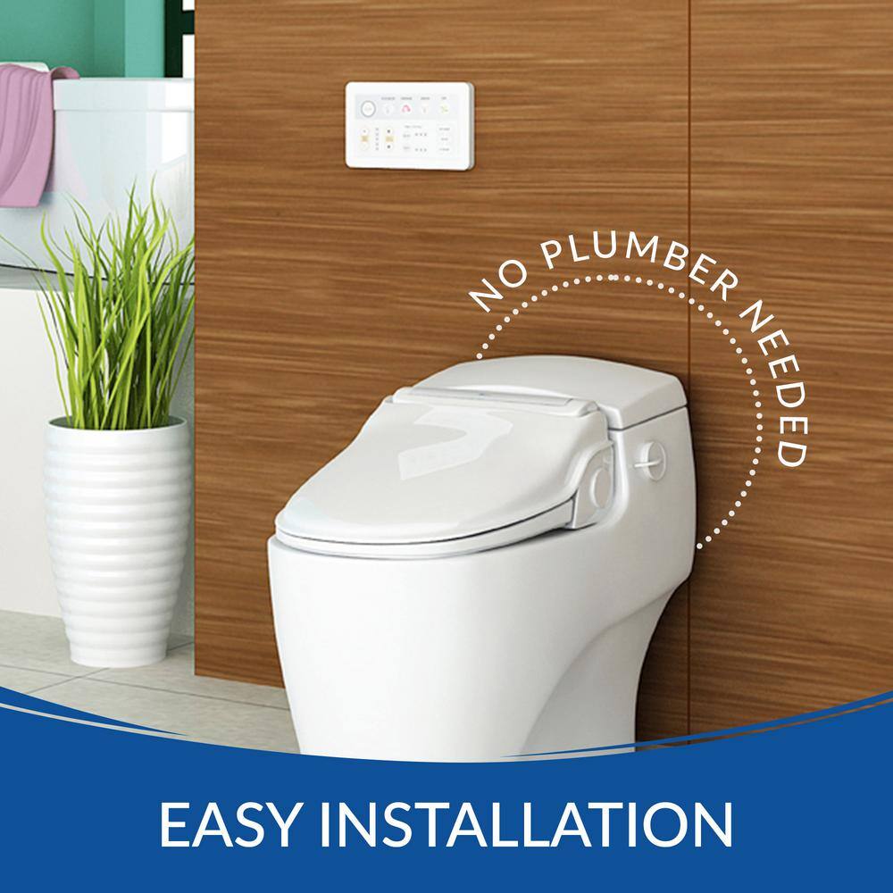 White Heated Round Electric Bidet Toilet Seat with Remote