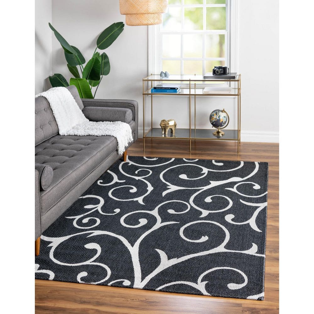 Decatur Courtyard Black Cotton Flatweave 2'x3' Indoor Rug