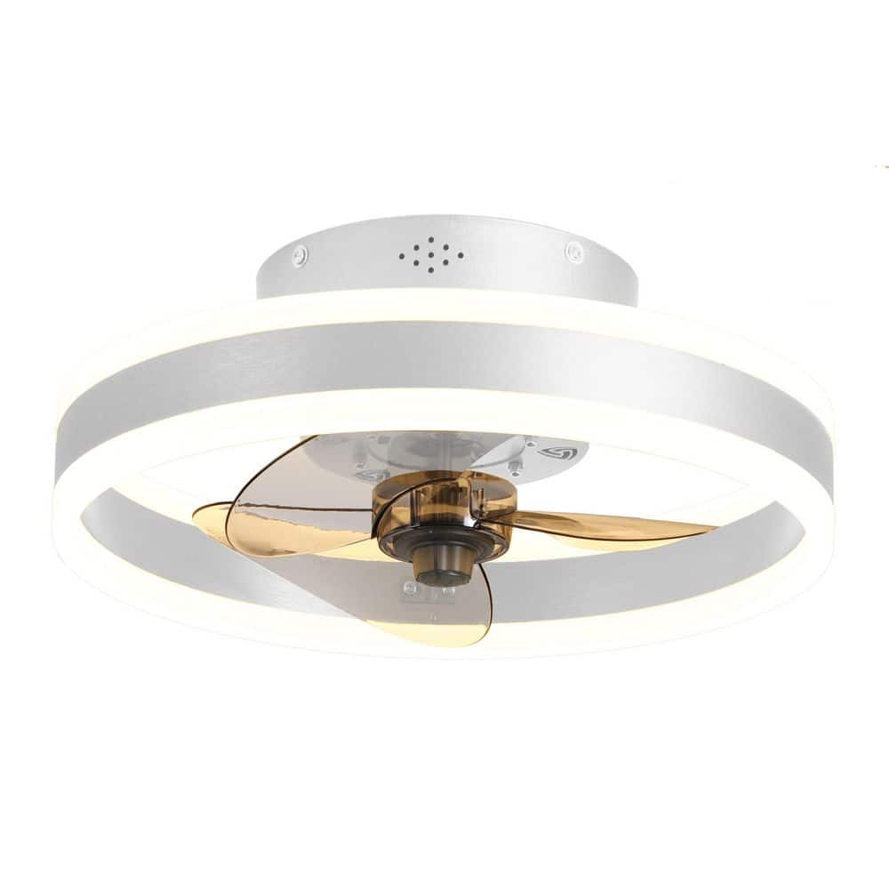 Hampton Bay Preen 20 in. Integrated LED Indoor Silver Ceiling Fan with ...