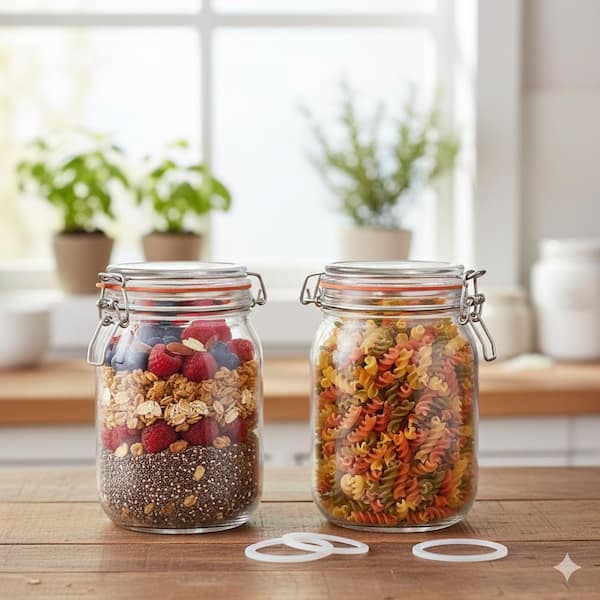 2-Piece Wide Mouth Airtight Leak-Proof Glass Jar Set Food Storage Pickling Cookies Kombucha Measuring Scale