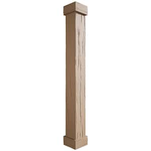 8 in. x 6 ft. River Wood Endurathane Faux Wood Non-Tapered Square Column Wrap with Standard Capital and Base