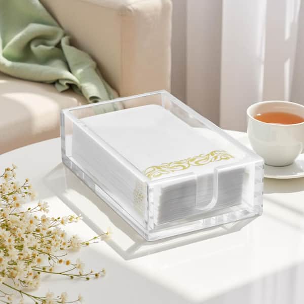 Acrylic Napkin Holder, 9.1 x 5.5 x 2.6 in., Clear Bathroom Guest Towel Storage Tray, Disposable Paper Towel Holder