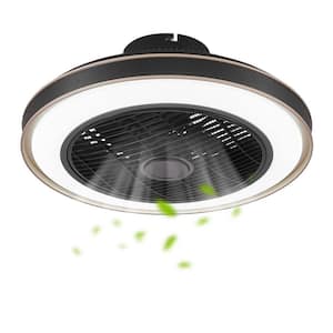 Blade Span 12 in. Black Ceiling Fan with LED Light and Remote Indoor Bladeless Flush Mount Ceiling Fan Bedroom Fandelier