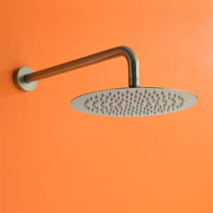 1-Spray Patterns with 1.5 GPM 10 in. Wall Mount Rain Fixed Shower Head with Rough-In Valve in Brushed Nickel