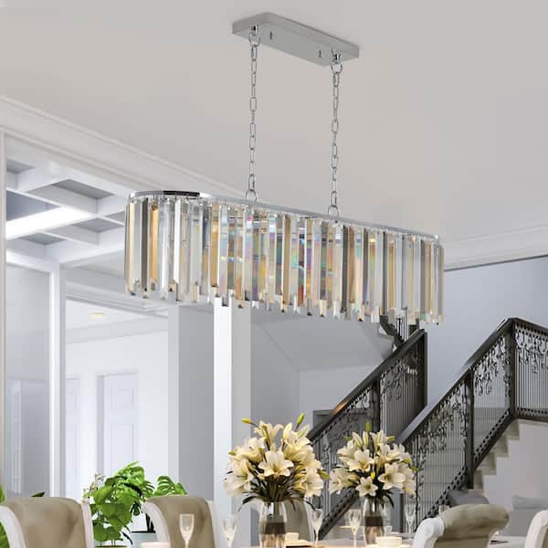 40 in 8-light Luxury silver Crystal Chandelier Large Ceiling Lighting for Living Room Dining Room Bedroom Hallway