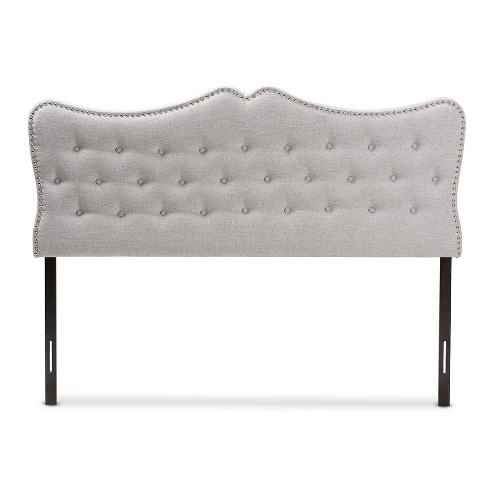 Beige Tufted Upholstered Queen Headboard with Wood Frame