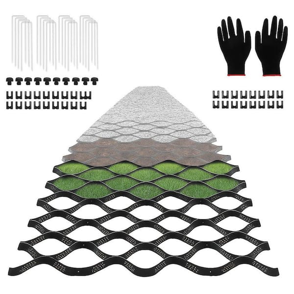396 in. x 48 in. x 2 in. Black Honeycomb Gravel Stabilizer Grid HDPE Paver Base Ground Grid (36-Pieces)