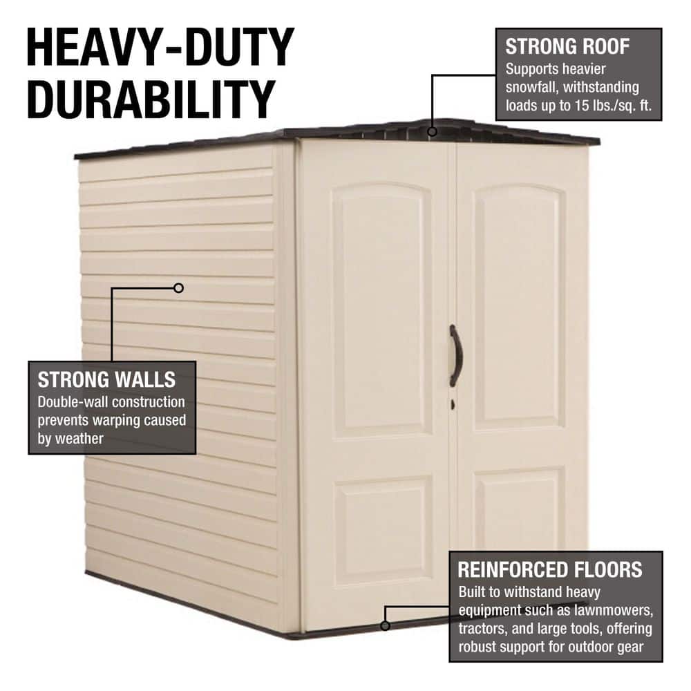 Beige Resin 5x6 ft Vertical Outdoor Storage Shed with Shelving