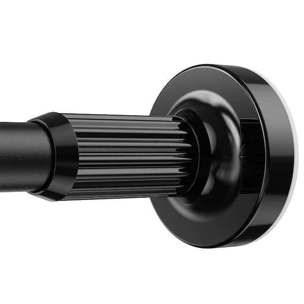 98in. Stainless Steel Adjustable Tension Shower Curtain Rod with Holder in Black