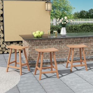 Franklin Teak 24 in. HDPE Plastic Outdoor Patio Backless Bar Stool (Set of 3)
