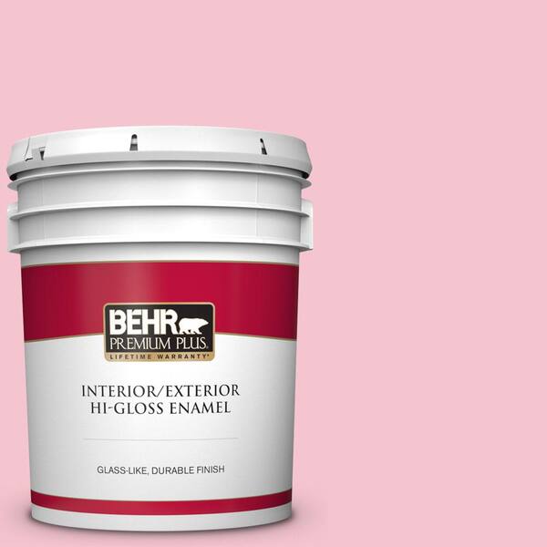 BEHR PREMIUM PLUS 5 gal. #P150-2 Energetic Pink Hi-Gloss Enamel Interior/Exterior Paint