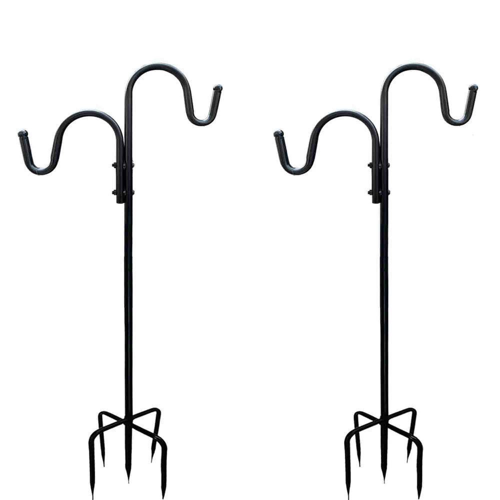 63 in. Black Metal Adjustable Outdoor Double Shepherd Hook (2-Pack) price history on PriceWatchPro