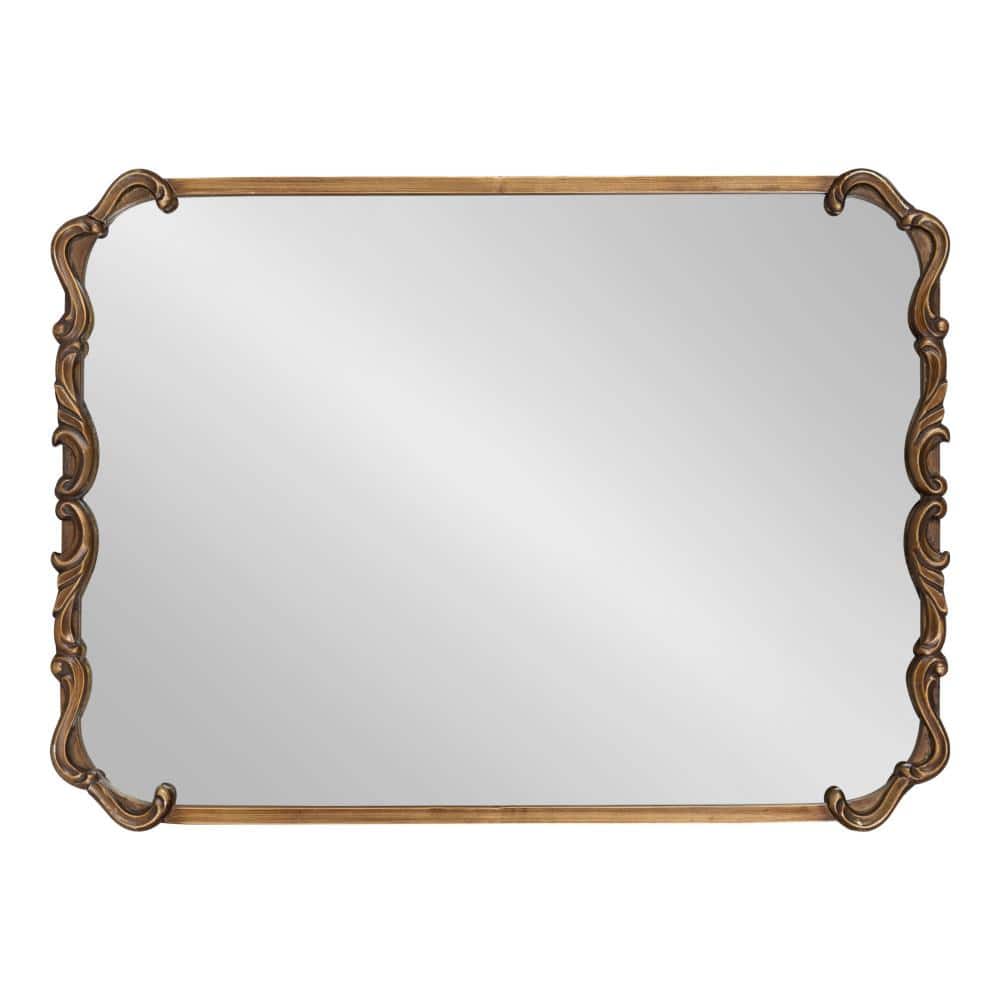 Brazelton Ornate Gold Rectangular Wall Mirror, 20x27