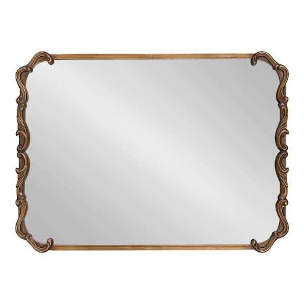 Kate and Laurel Marchon 30.00 in. H x 30.00 in. W Round Plastic Framed Gold  Mirror 220891 - The Home Depot