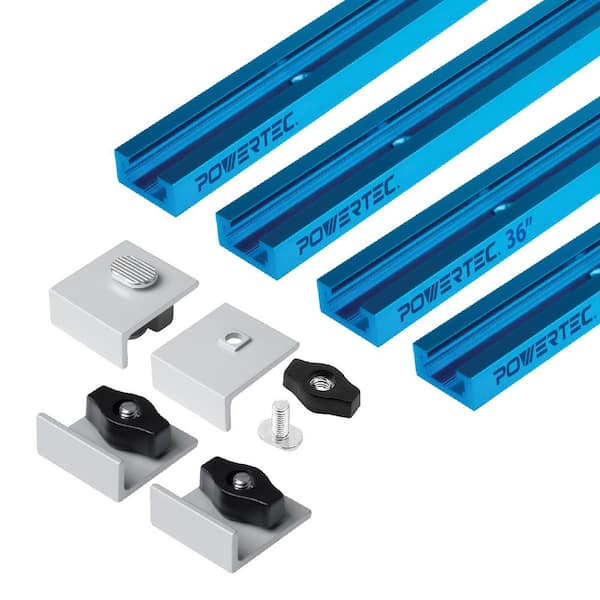 36 in. Double-Cut Profile Universal T-Track (4-Piece) with Bi-Directional Short Stop Blocks