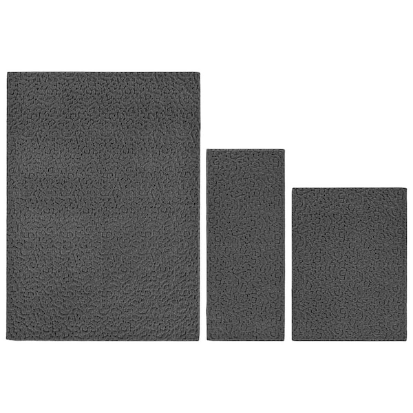Garland Rug Ivy Cinder Gray 5 ft. x 7 ft. Floral 3-Piece Rug Set