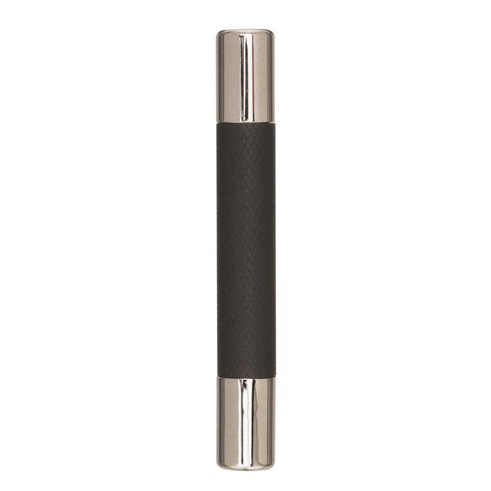 Polished Nickel and Black Bronze Cabinet Pull with Mounting Hardware