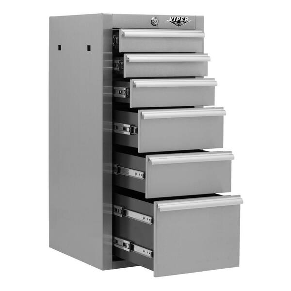 Viper Tool Storage 16 in. 6-Drawer Side Tool Cabinet in 304 Stainless Steel