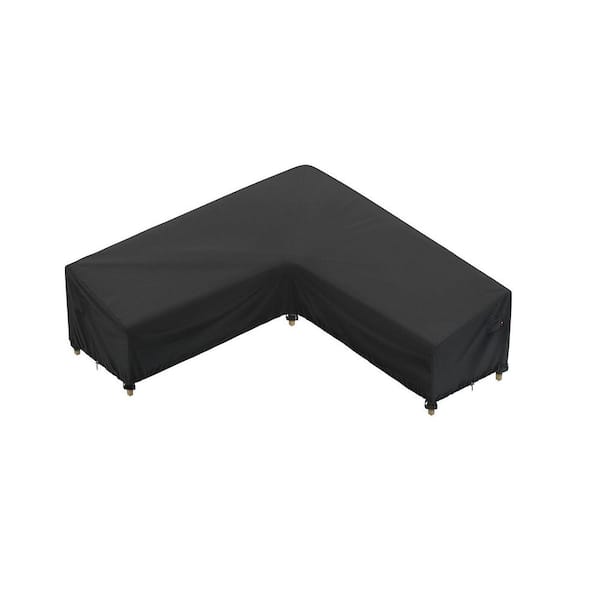 85 x 85 Inch Black Outdoor L-Shaped Patio Sofa Cover Waterproof Weatherproof 600D Heavy Duty Garden Furniture