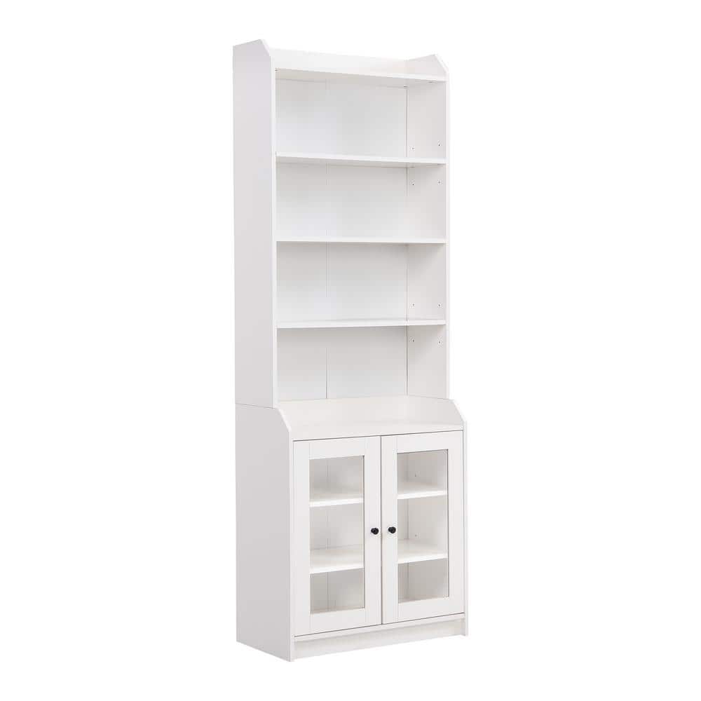 27.5 in. W x 14.1 in. D x 78.3 in. H White Wood Linen Cabinet with 4 Adjust