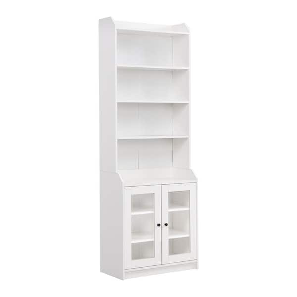 Unbranded 27.5 in. W x 14.1 in. D x 78.3 in. H White Wood Linen Cabinet with 4 Adjustable Shelves and Acrylic Doors