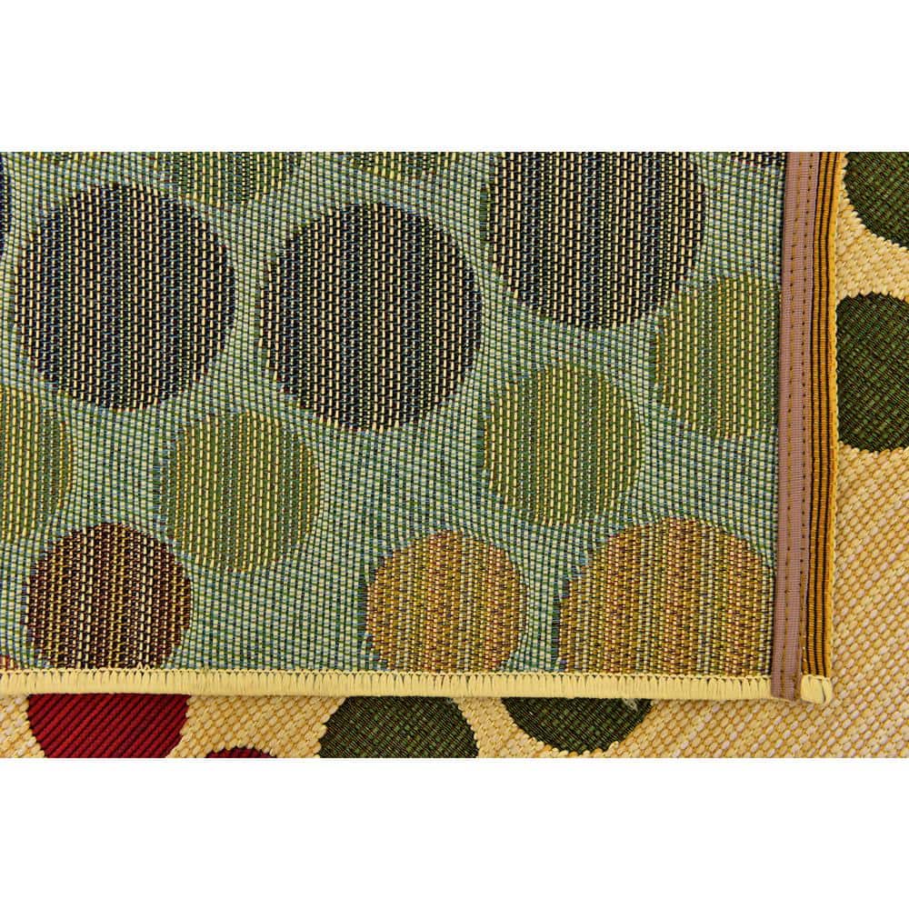 Modern Elegance Outdoor Flatweave Rug 5'3" x 8' in Blue and Brown