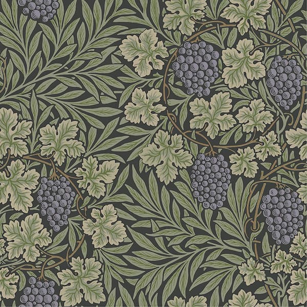 A-Street Prints Green Vine Woodland Fruits Non-Pasted Non Woven Wallpaper Sample