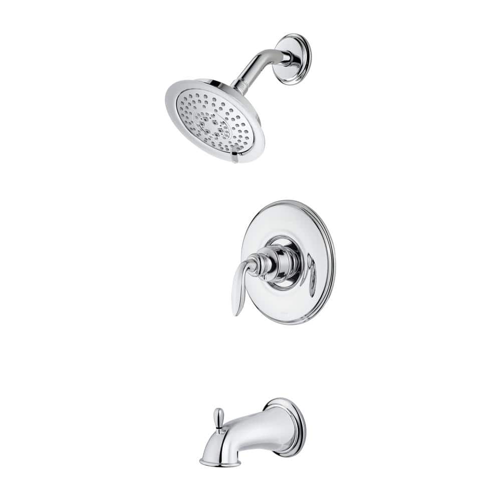 Polished Chrome Wall Mounted Tub and Shower Faucet Set