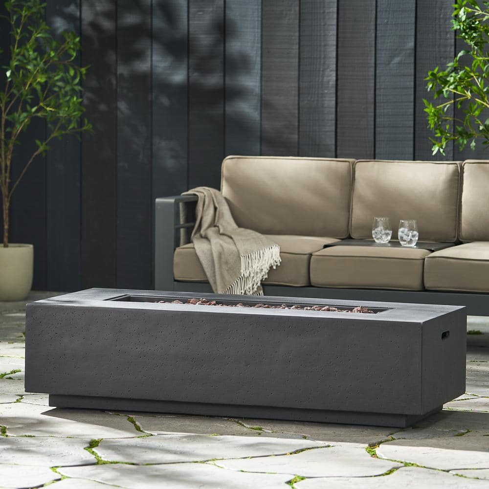 Mayfair Dark Gray Concrete Rectangular Outdoor Fire Pit
