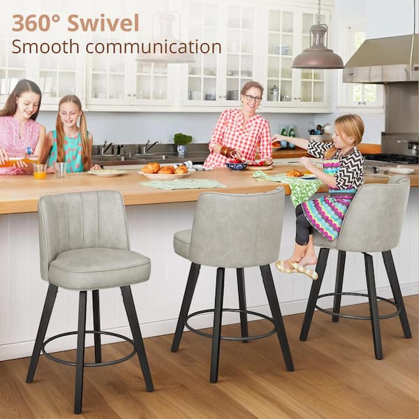 LUE BONA Paul 26 Light Gray Modern Faux Leather 360° Swivel