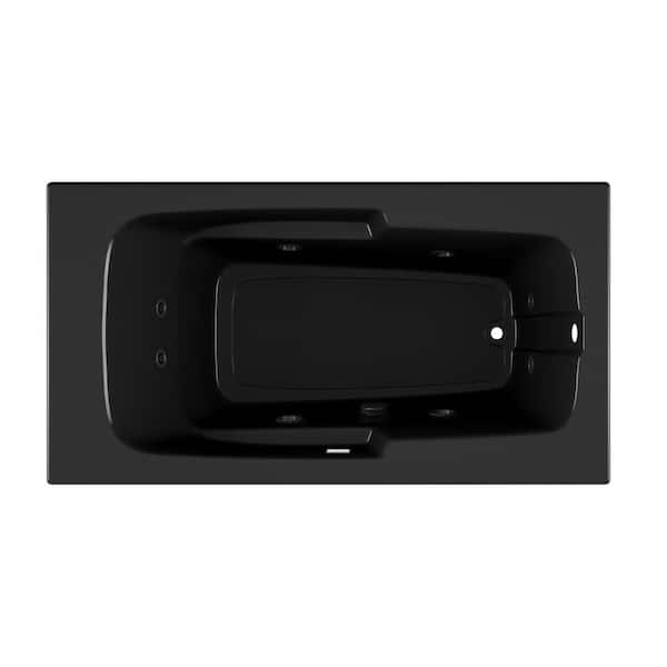 JACUZZI CETRA 60 in. x 32 in. Rectangular Whirlpool Bathtub with Right Drain in Black