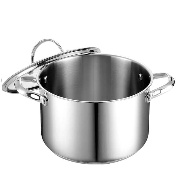 BEZIA 6 Quart Cooking Pot, Non Stick Induction Stock Pots With Lid, All Stove Compatible, 6 QT Aluminum Soup/Stew Pot For Small Households, Grey