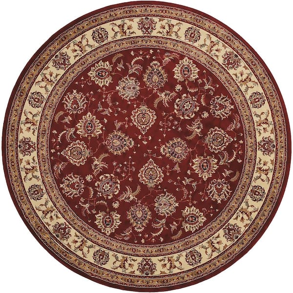 Alyssa Red/Ivory 8 ft. x 8 ft. Round Border Area Rug