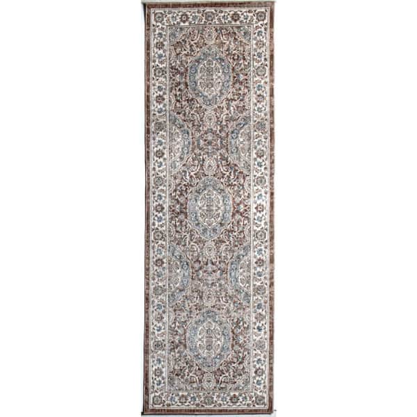 BASHIAN Legacy Dusty Rose 3 ft. x 8 ft. (2 ft. 6 in. x 8 ft.) Geometric Transitional Runner Rug