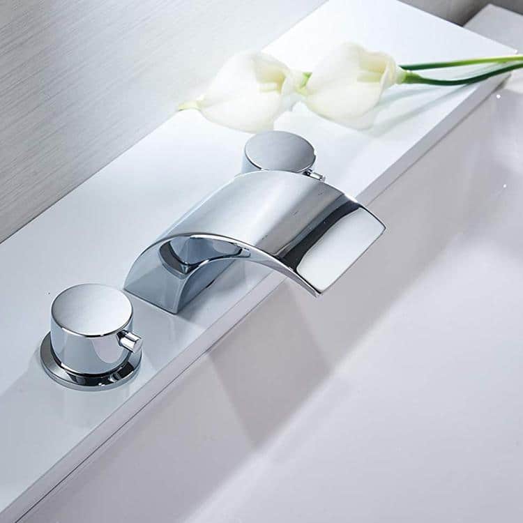 Polished Chrome 8 in. Widespread 2-Handle Bathroom Faucet with LED Light