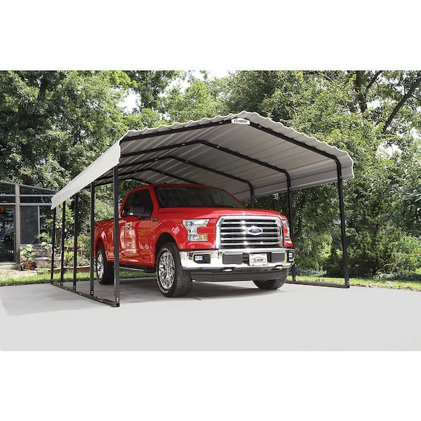 Arrow 12 ft. W x 20 ft. D x 7 ft. H Eggshell Galvanize Steel Carport, Car Canopy and Shelter